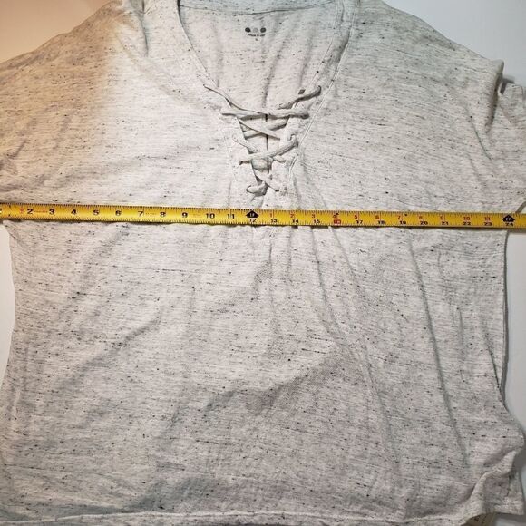 Three Dots Nepps Criss Cross Tie Front Gray Marled Tee XL - Picture 8 of 8
